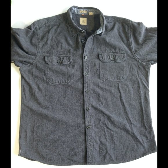 Dockers Thick Cotton Shirt Elbow Patches Flip Cuffs Gray - Great Condition - XL - Picture 2 of 9